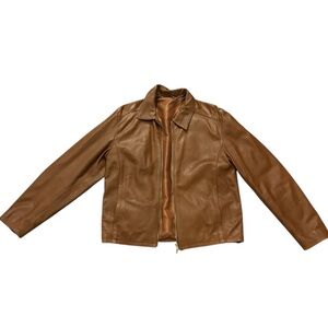 Italian Leather Jacket Peruzzi Chestnut Brown Medium